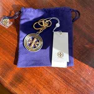 Tory Burch Rotating Logo Key FOB Gold and Metal